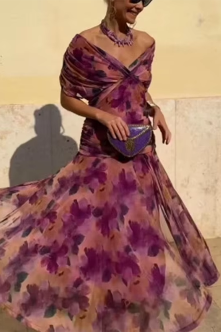 Eloísa™ | Μακρύ Floral Φόρεμα από Γάζα