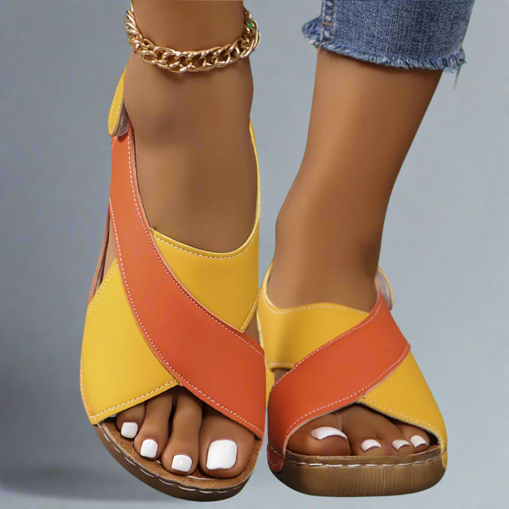 Begoña™ | Άνετη Σανδάλι Slingback Colorblock με Ύψος
