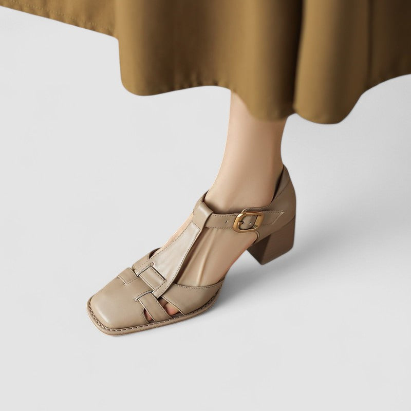 Marisol™ | Ορθοπεδικό Σανδάλι T-Strap με Τετράγωνο Τακούνι