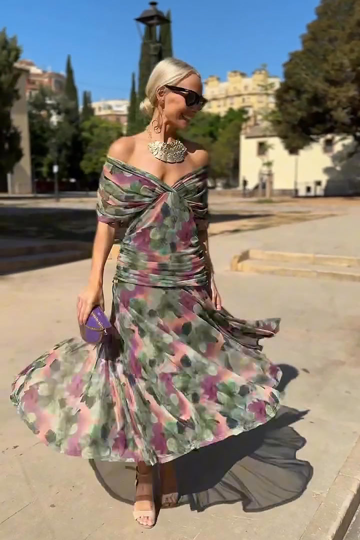 Eloísa™ | Μακρύ Floral Φόρεμα από Γάζα
