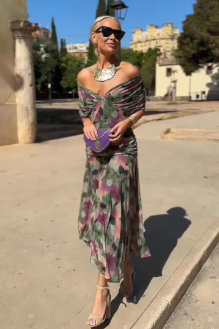 Eloísa™ | Μακρύ Floral Φόρεμα από Γάζα