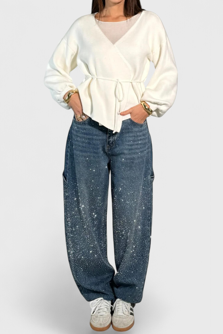 Δεκάδες Jeans Cargo Balloon με Λάμψη και Εφαρμογές από Πέτρες