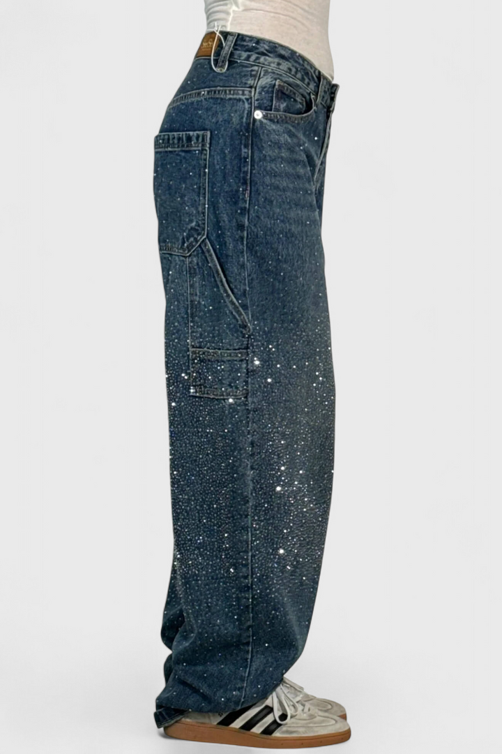 Δεκάδες Jeans Cargo Balloon με Λάμψη και Εφαρμογές από Πέτρες