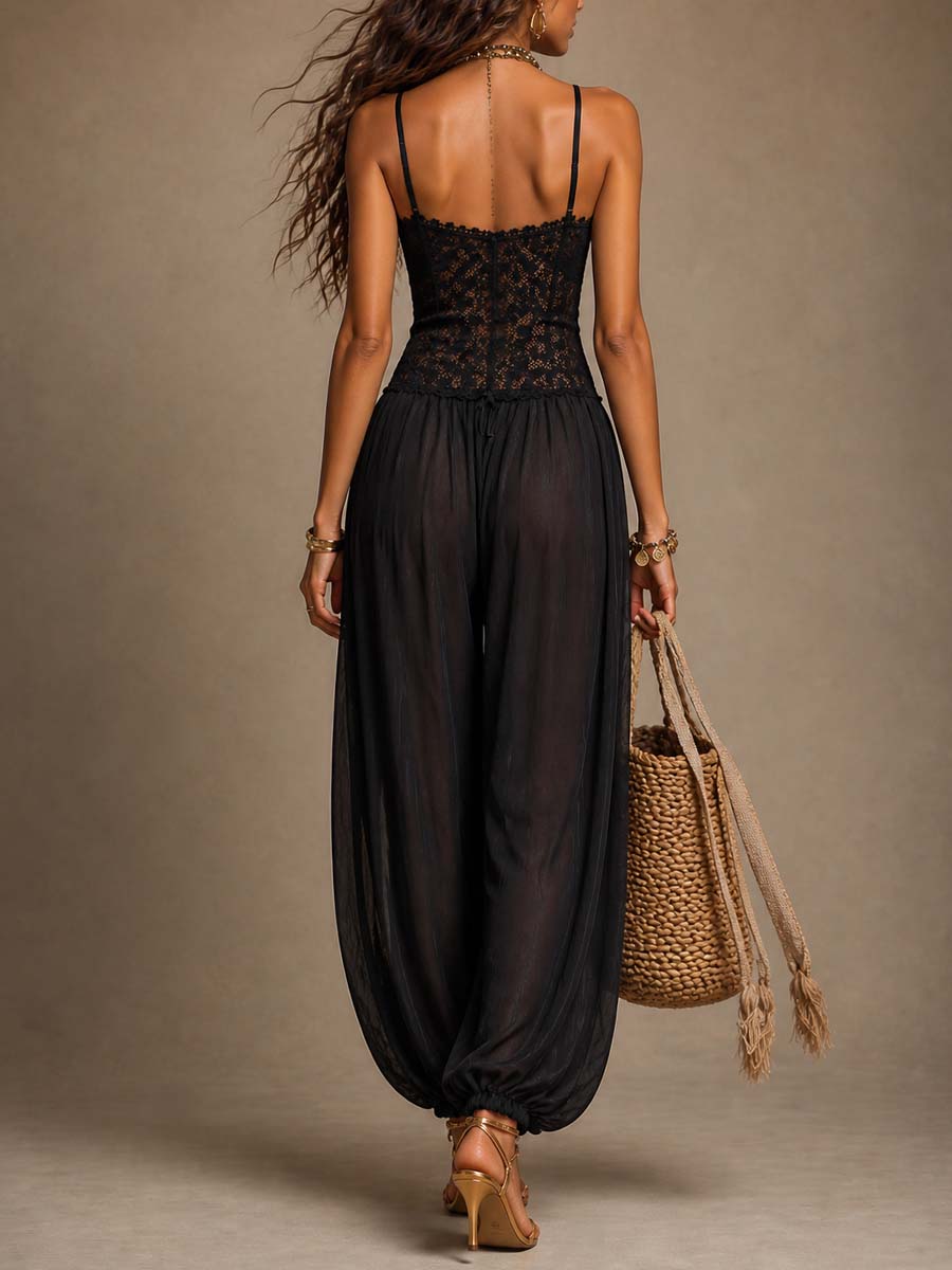 Adelina™ | Μονόχρωμο με Δαντέλα και Κολάρο Halter