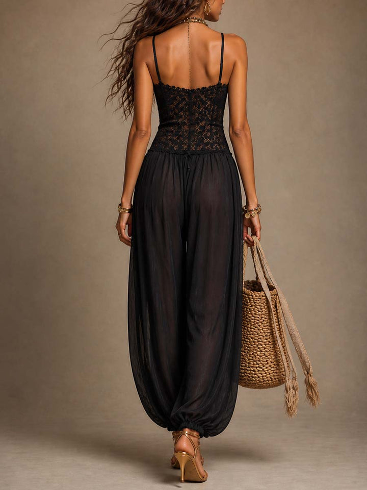 Adelina™ | Μονόχρωμο με Δαντέλα και Κολάρο Halter