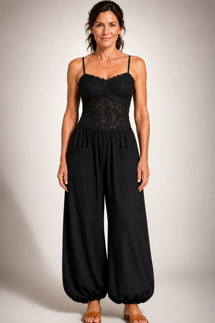 Adelina™ | Μονόχρωμο με Δαντέλα και Κολάρο Halter