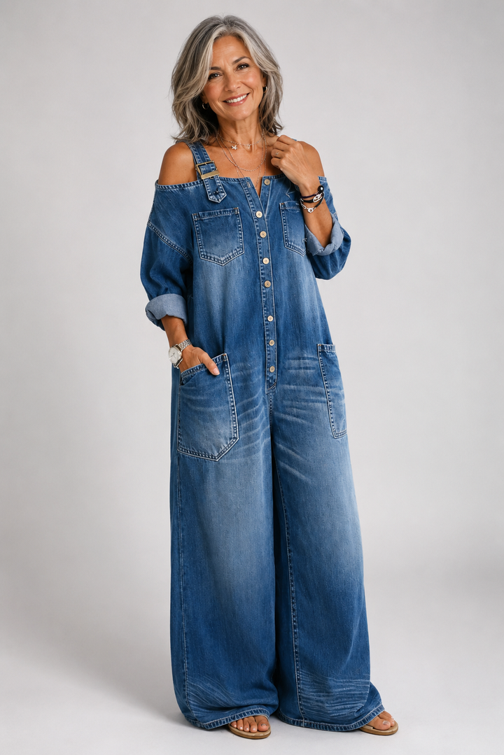 Ludovina™ | Oversize τζιν πουκάμισο με μακριά μανίκια