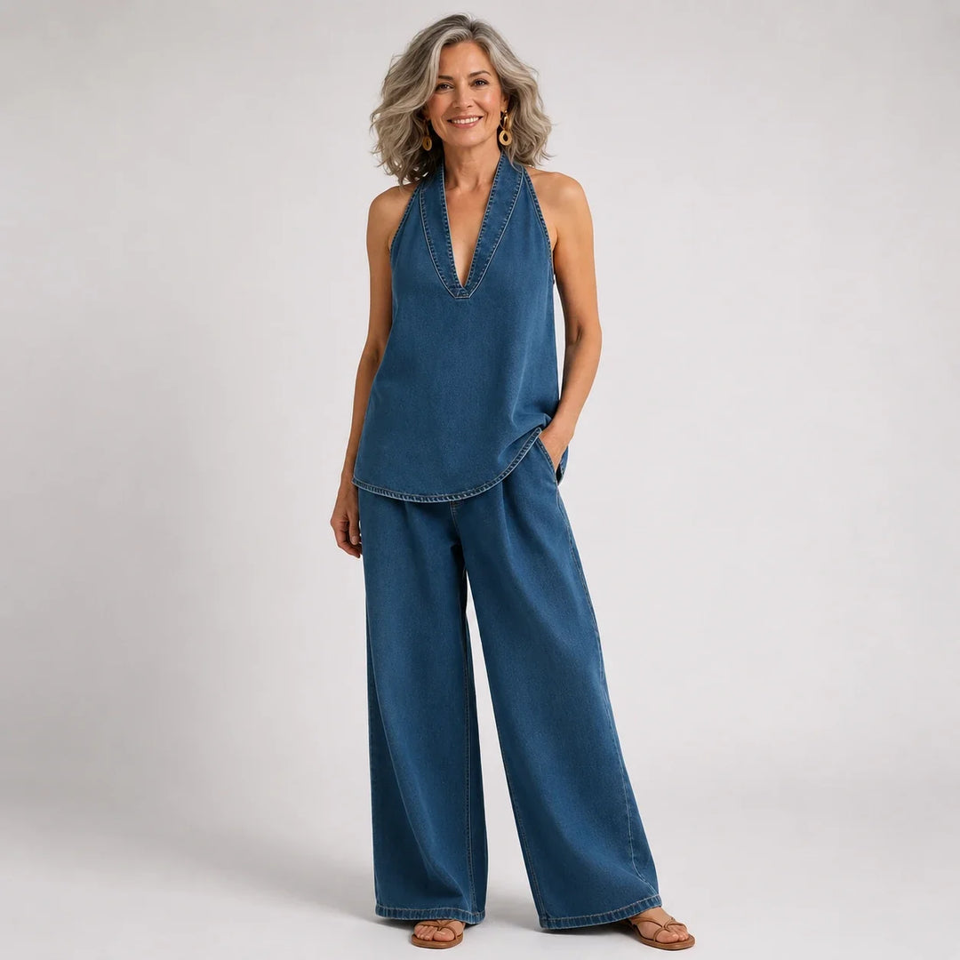 Maravillas™ | Σετ τζιν τοπ και παντελόνι wide leg