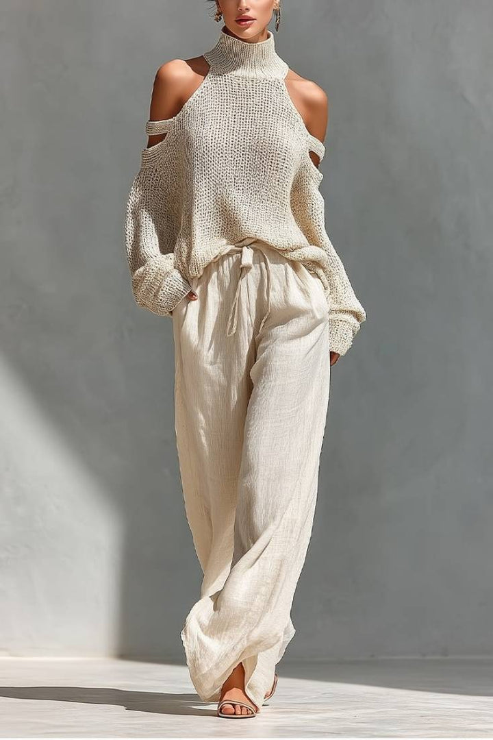 Καμίλα | Σετ τάσης σε πλέξη και λινό