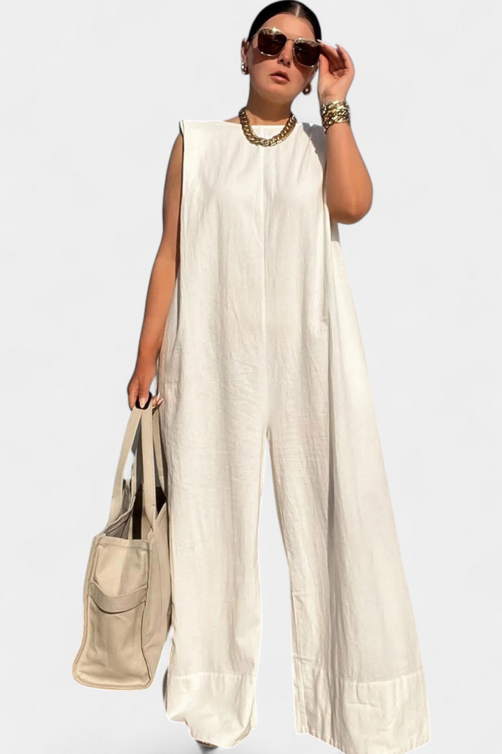 Αέρας Μονοκόμματο Oversize χωρίς Μανίκια με Φαρδιά Πόδια