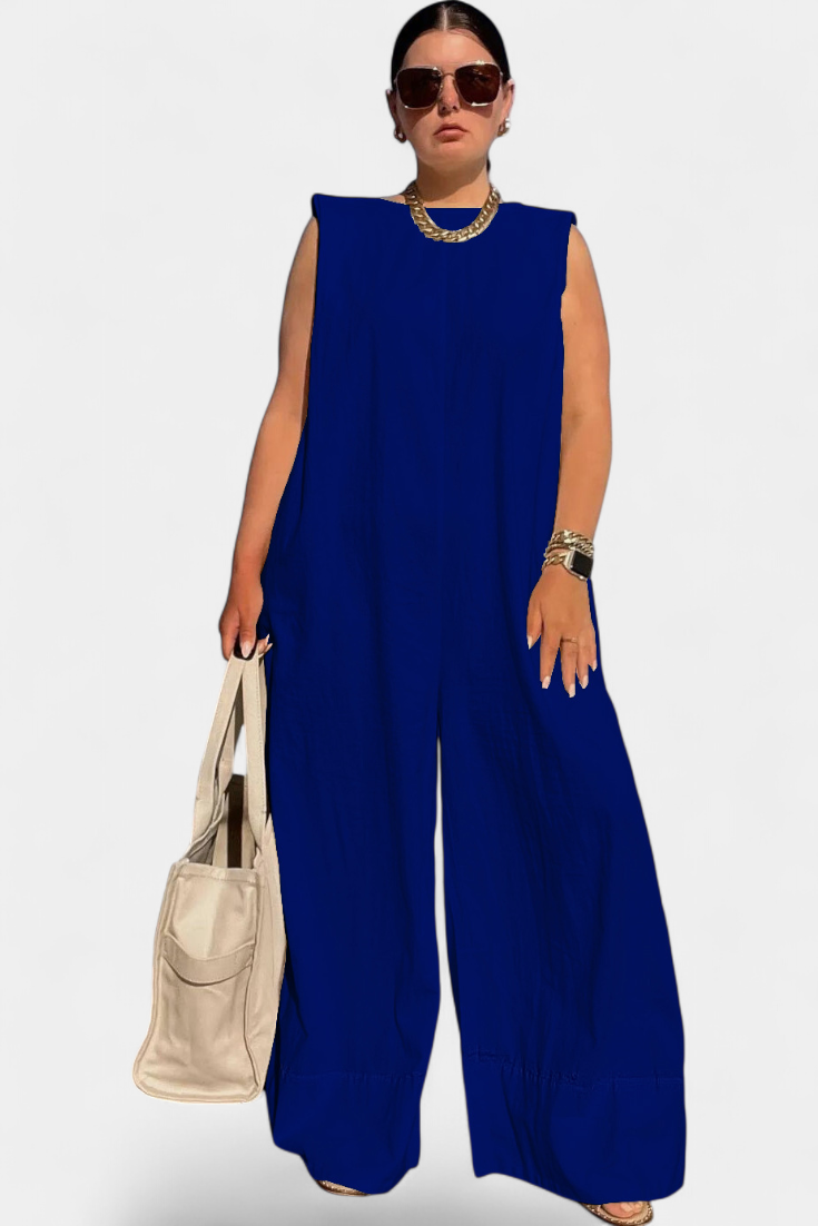 Αέρας Μονοκόμματο Oversize χωρίς Μανίκια με Φαρδιά Πόδια