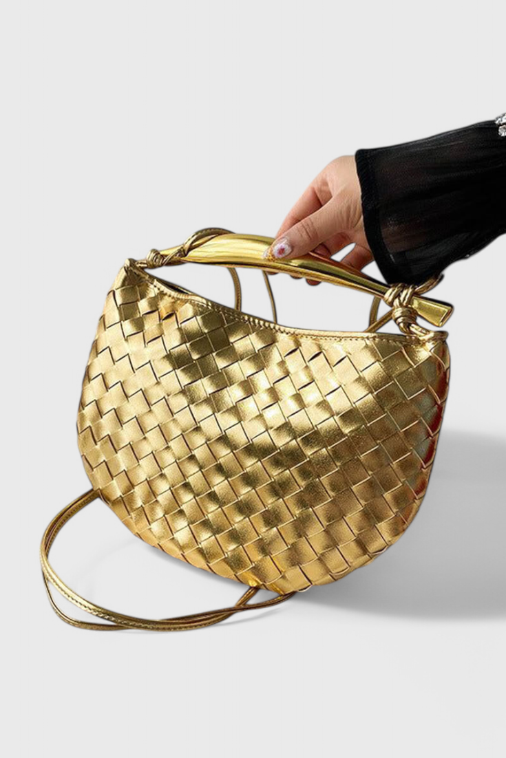 Τσάντα Gerda Woven με Χρυσή Λαβή