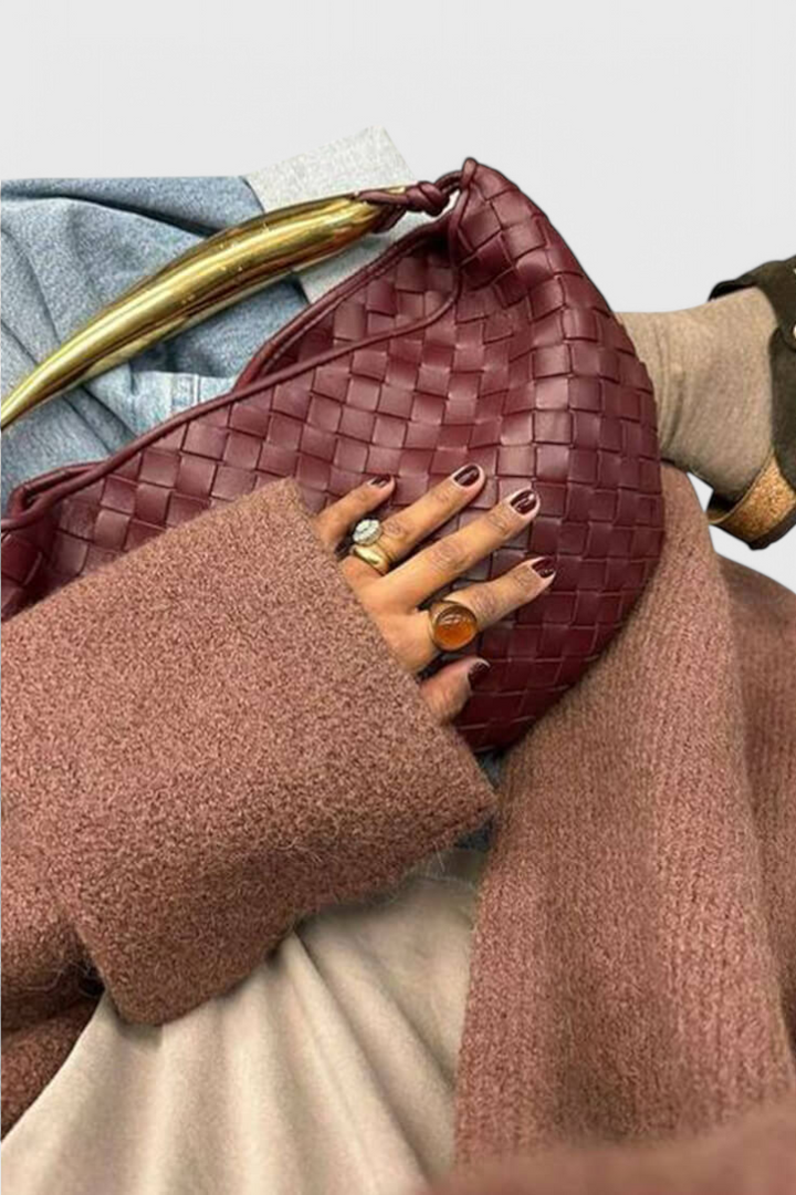 Τσάντα Gerda Woven με Χρυσή Λαβή