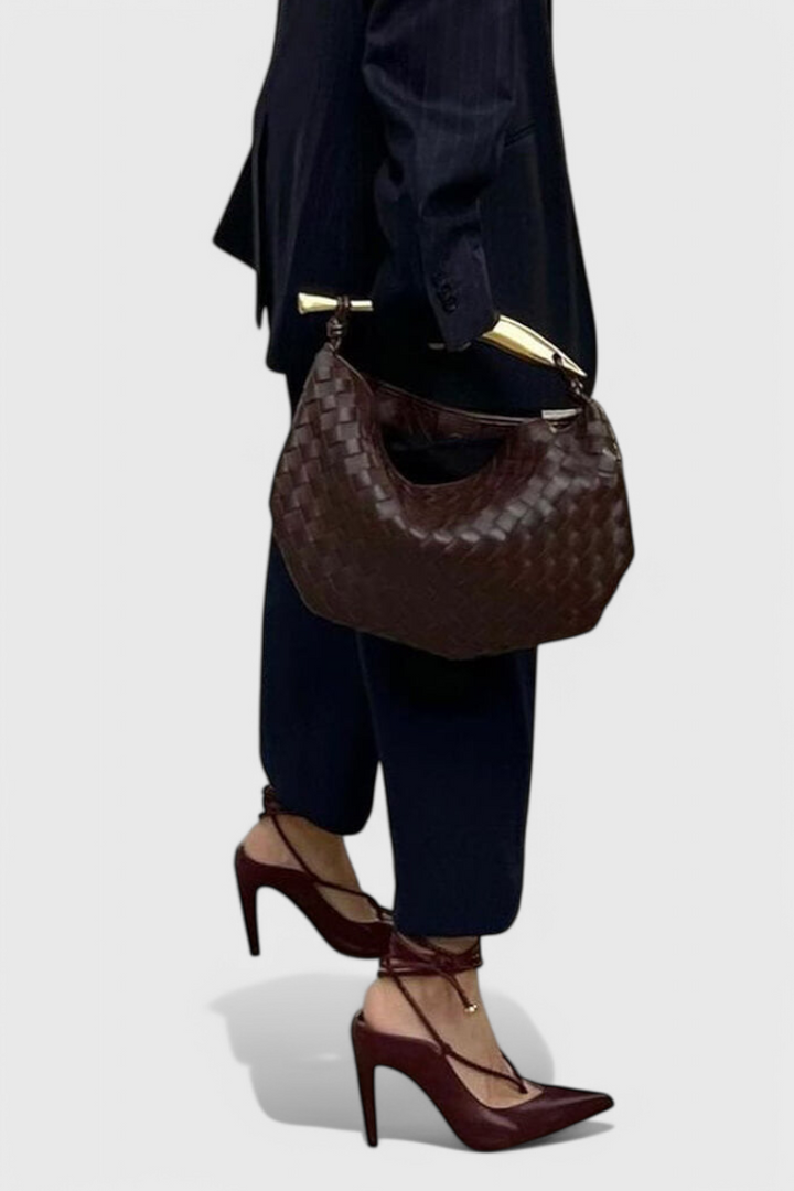 Τσάντα Gerda Woven με Χρυσή Λαβή