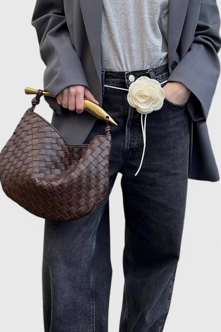 Τσάντα Gerda Woven με Χρυσή Λαβή