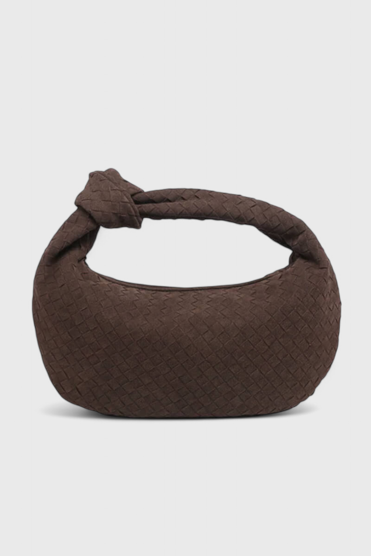 Μωβ Μεσαία Τσάντα Woven με Λεπτομέρεια Κόμπου