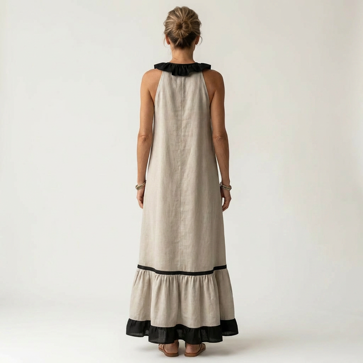 Clotilde™ | Μακρύ Φόρεμα με Βολάν και Αντίθεση