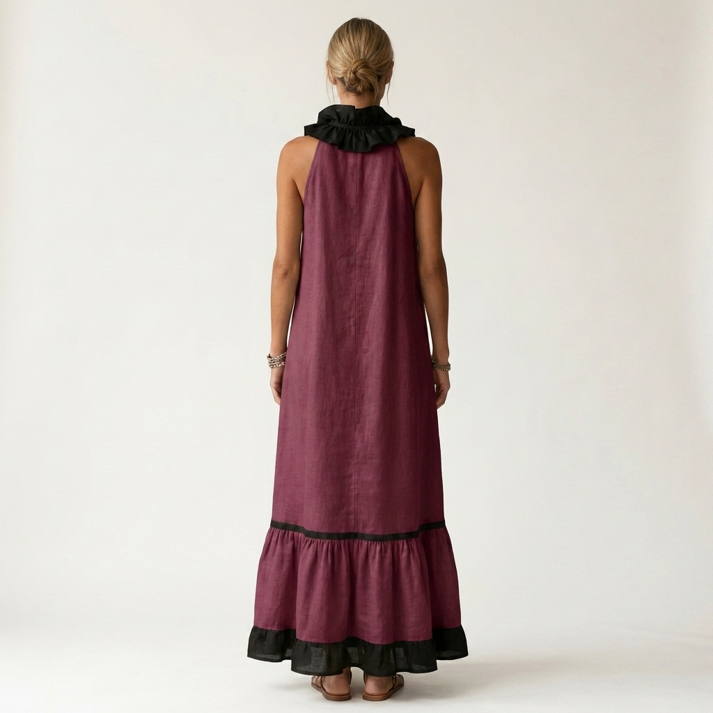 Clotilde™ | Μακρύ Φόρεμα με Βολάν και Αντίθεση