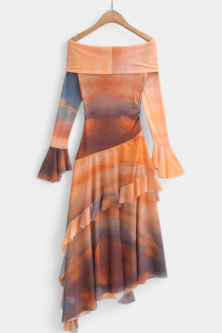 Agentha Φαλντα Μακριά Ασύμμετρη με Εκτύπωση Tie-Dye