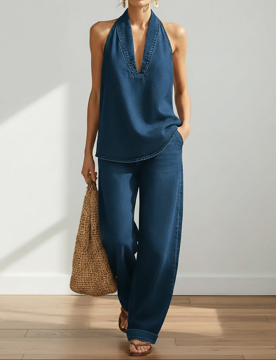 Maravillas™ | Σετ τζιν τοπ και παντελόνι wide leg