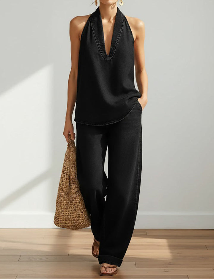 Maravillas™ | Σετ τζιν τοπ και παντελόνι wide leg