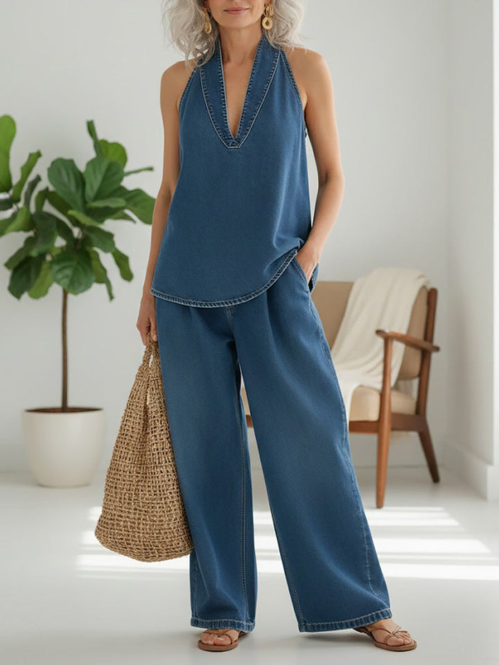 Maravillas™ | Σετ τζιν τοπ και παντελόνι wide leg