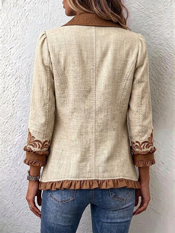 Αλμουδένα | Floral Embroidered Jacket with Ruffles